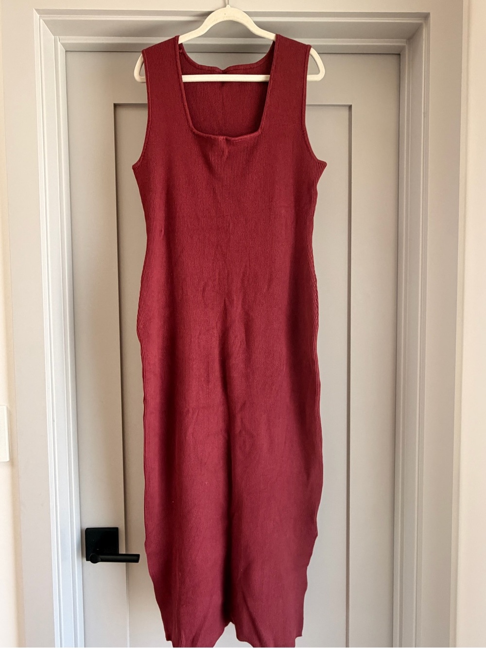 Sleeveless Ribbed Midi Dress + Cardigan in Burgundy